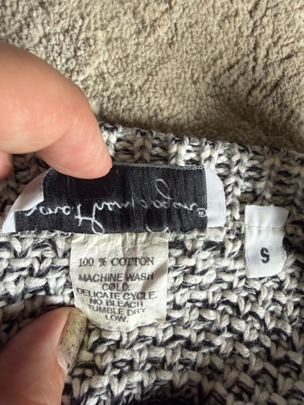 VTG 90s Jonathan Logan Striped Cotton Knit Cardigan Sweater Cottagecore Size S - Picture 9 of 9